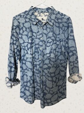 Softened Blue Floral Button-Up Shirt